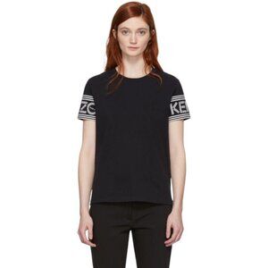 Kenzo Sport Women’s T-Shirt M Black Straight‎ Fit Logo Tee Designer Casual Top